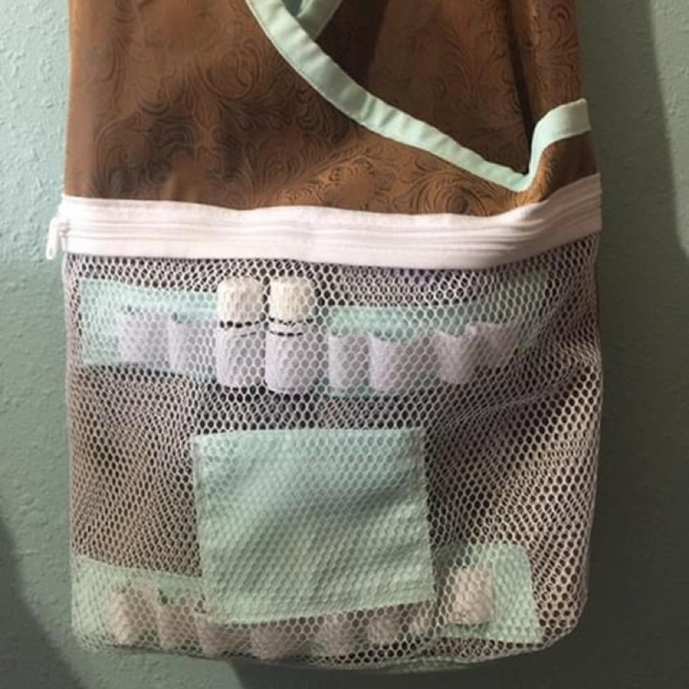 Crossbody Organizer ESSENTIAL OILS Purse Aqua Tan